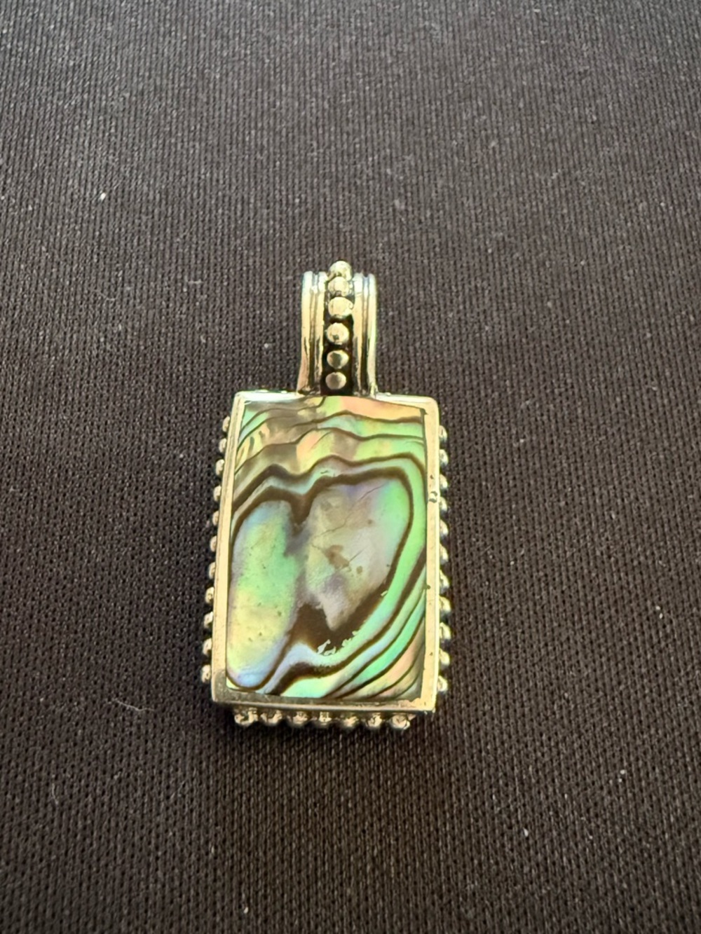 Big Abalone caged back solid pendant. Sterling silver